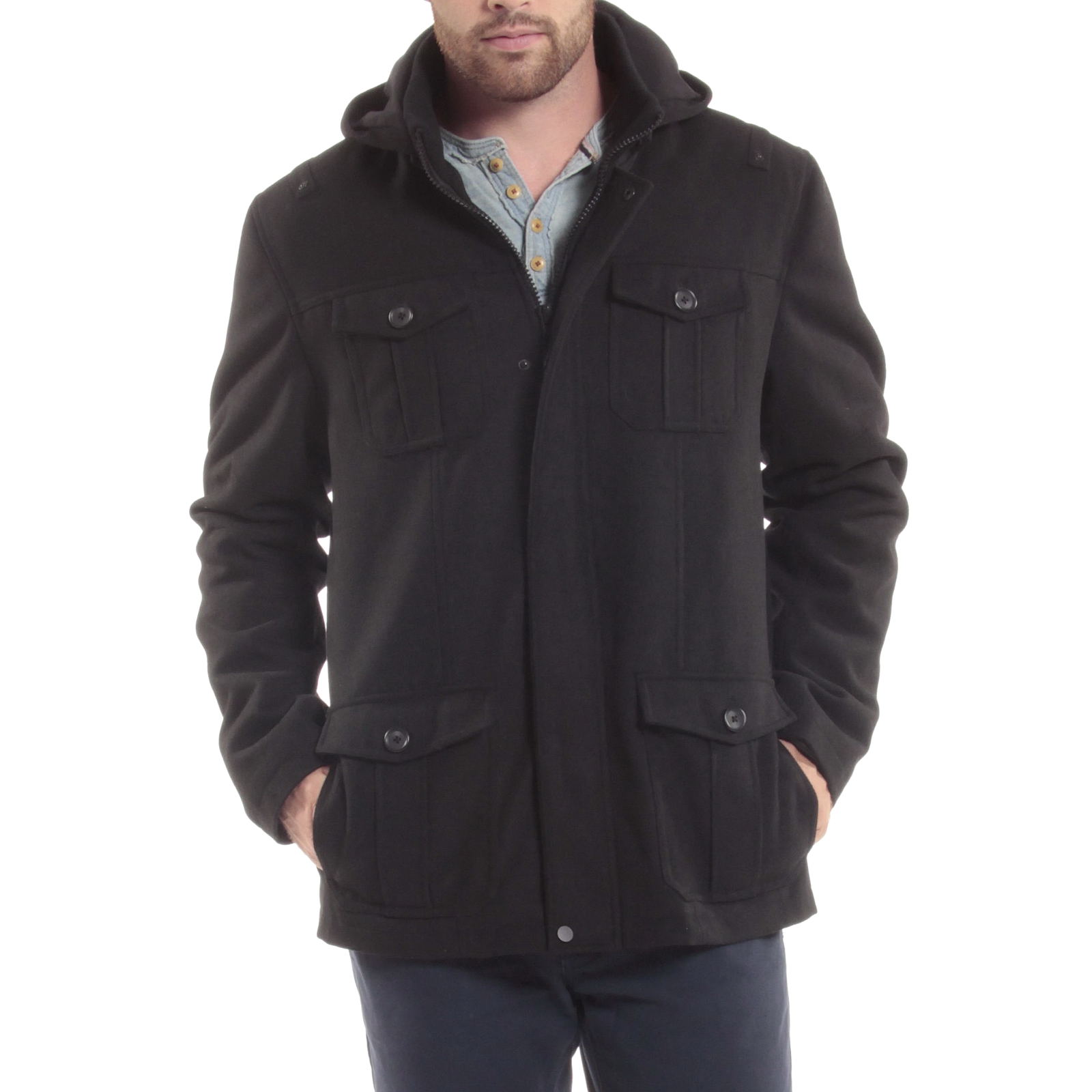 Alpine Swiss Noah Wool Mens Military Jacket Hood Parka Cargo Pocket